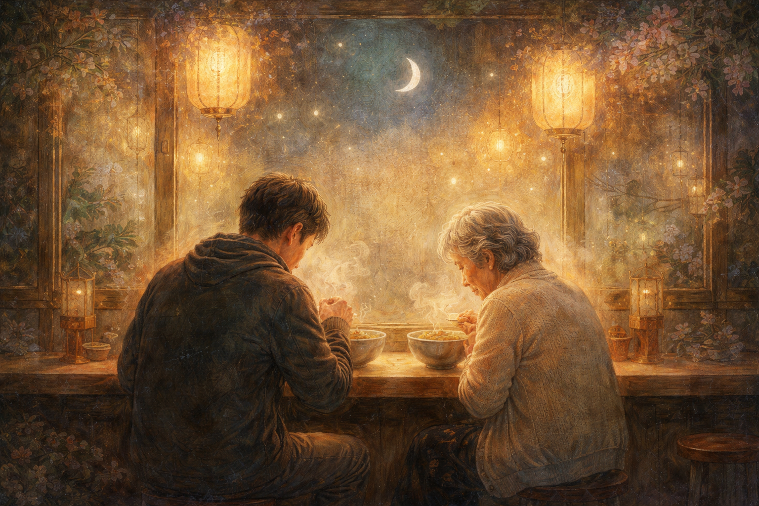 二人で食事をするシーン