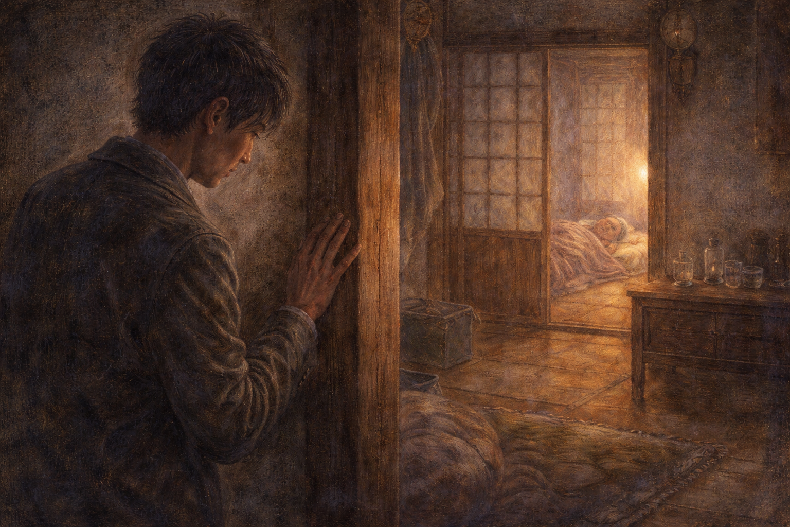 柱に触れる瞬間