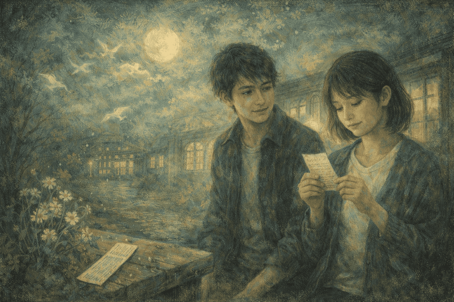 手紙を見つめる二人