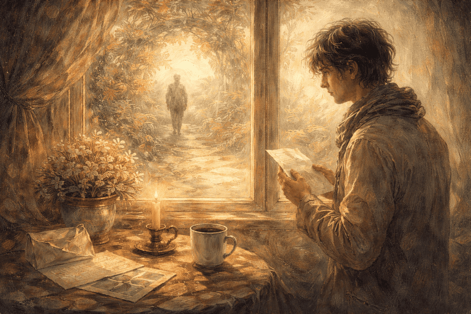 手紙を持つ青年