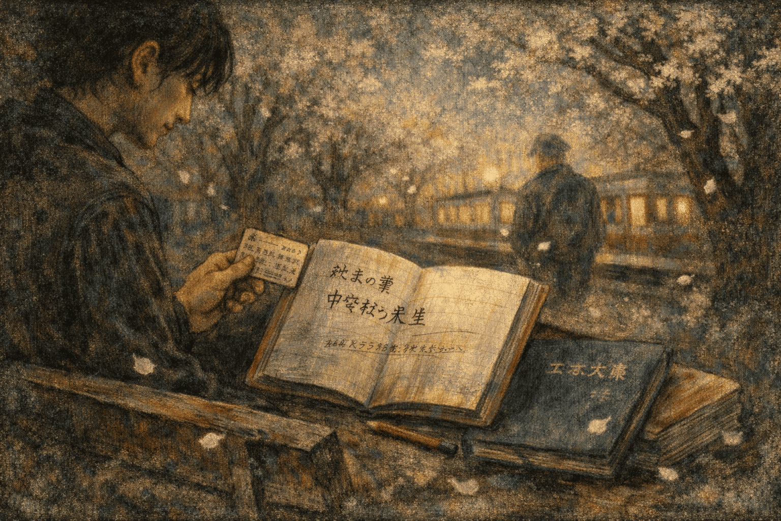 桜の木の下で過ごす人