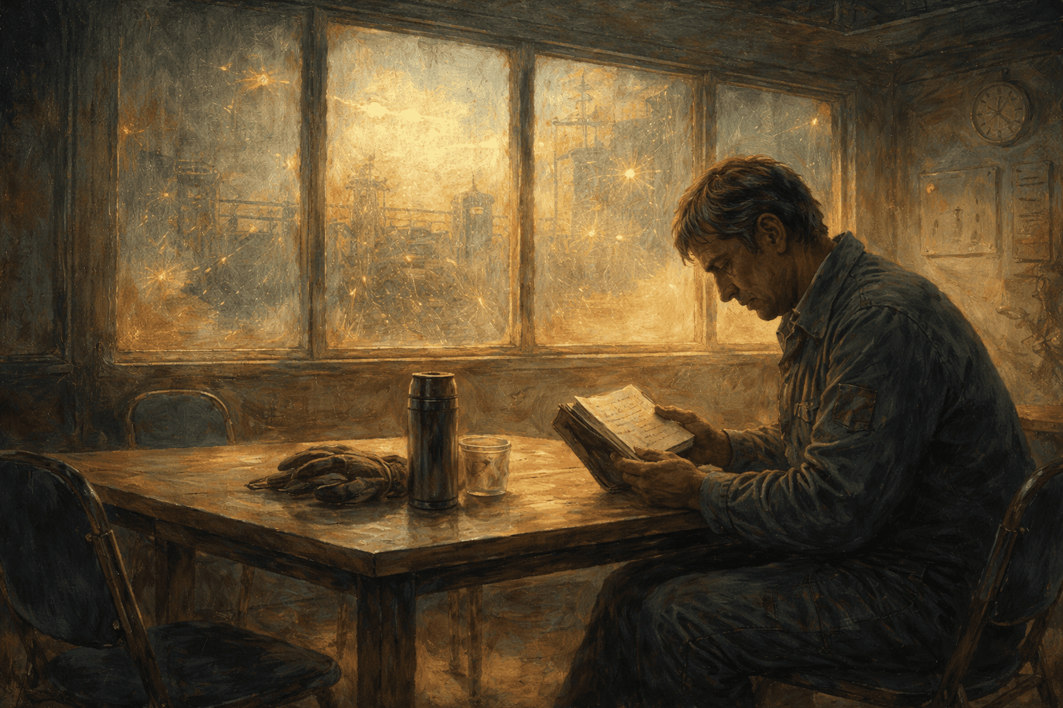 工場の休憩室のひととき