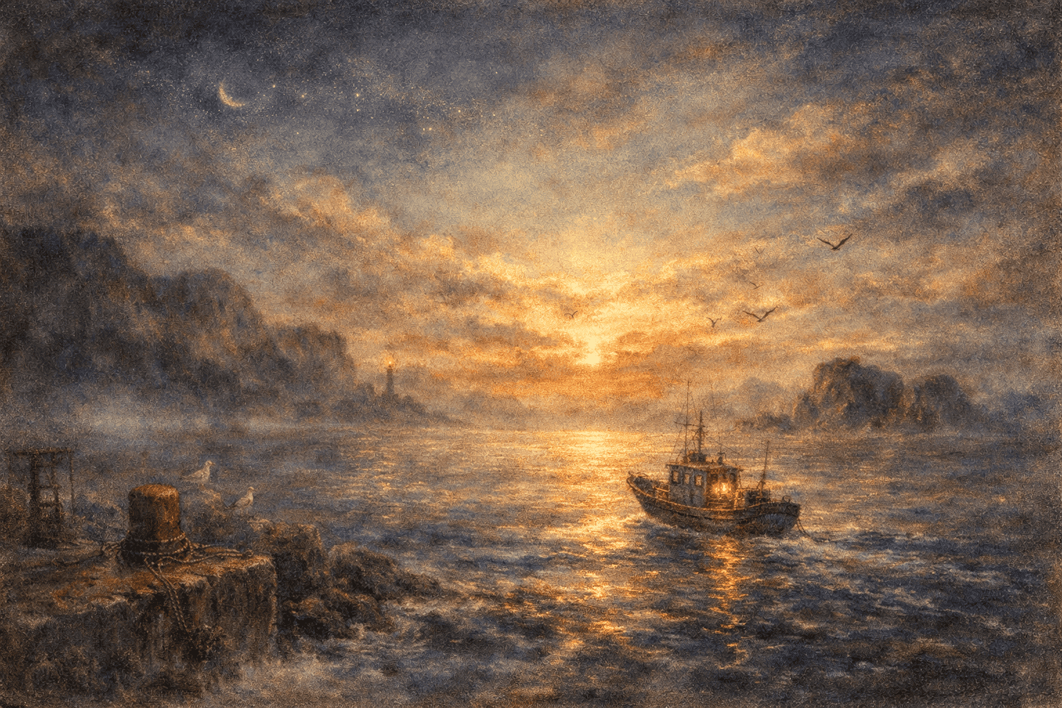 静寂な朝の海景