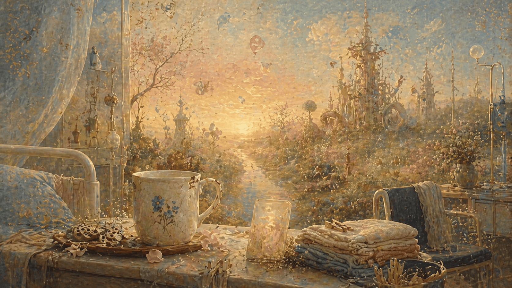 Whimsical fusion of interiors and landscape