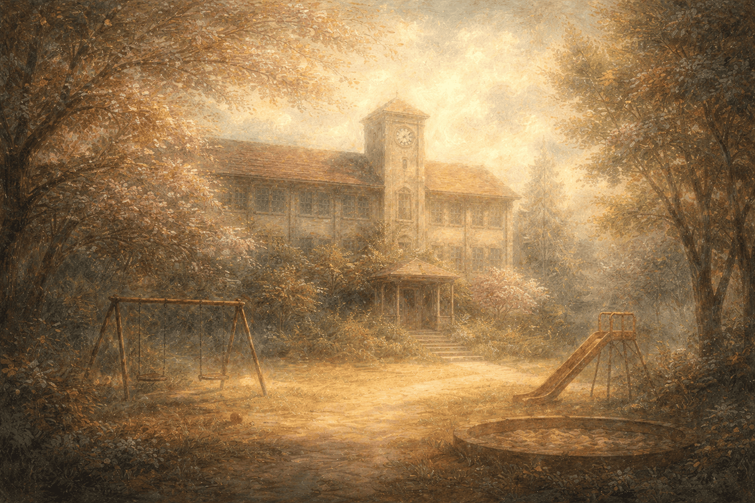 懐かしの学校と春の風景